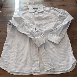 Individualized Cotton pinpoint XXL dress shirt.  White blue check chest pocket